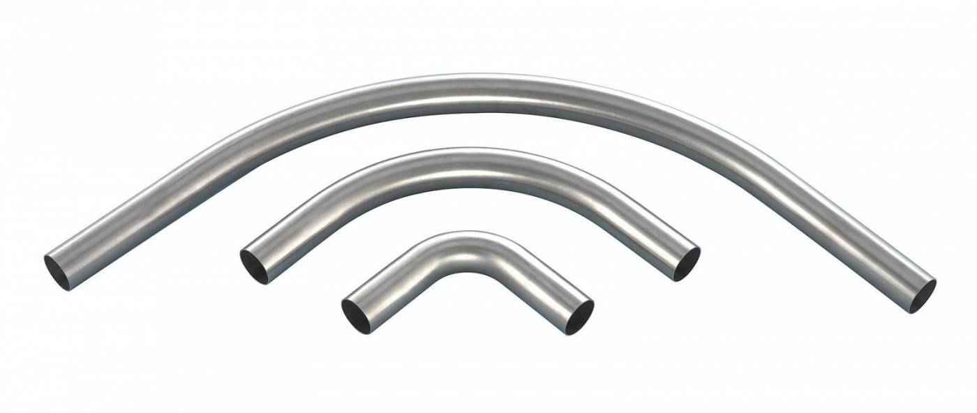 Stainless steel pipe bends D = 38.0 - 206.0 mm / radius 75 mm - 1500 mm