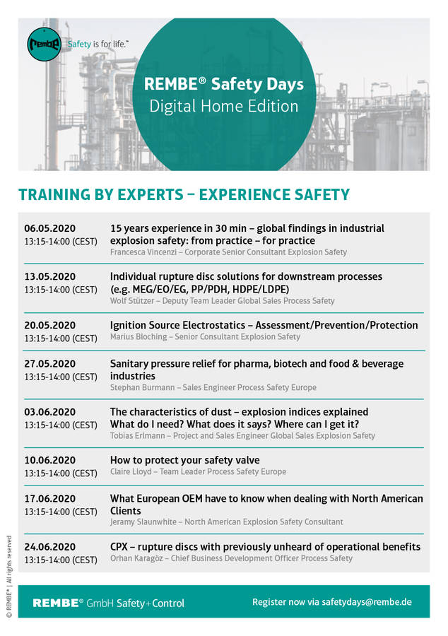 REMBE Safety Days Digital Home Edition Success event continues via video conference