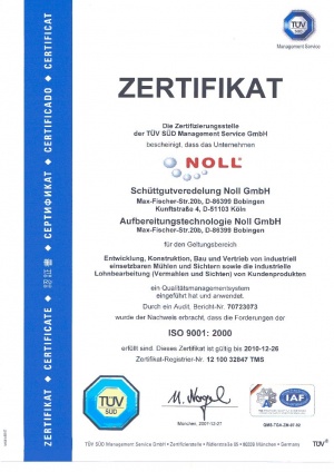 NOLL zertifiziert nach DIN-EN ISO 9001:2000 