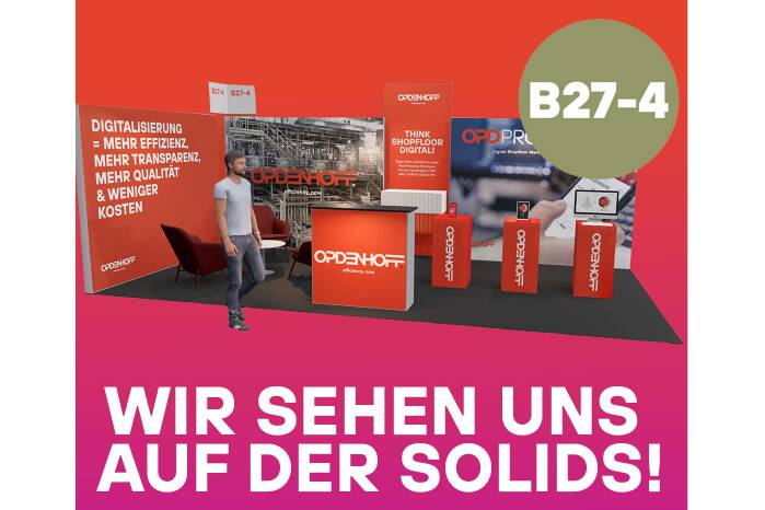Opdenhoff auf der SOLIDS Dortmund, Halle 4, Stand B27 Wegen die ”Digitale Kompetenz” wurde Opdenhoff eingeladen  auf der Solids-Messe eine Keynote Speech zum Thema ”DIGITALE ZWILLINGE” zu halten.