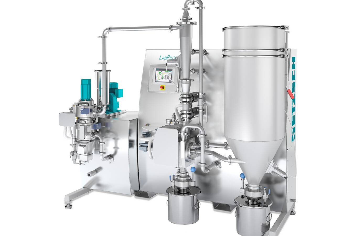NETZSCH LabPilot: neues hochflexibles Mahl-/Sichtsystem  Der NETZSCH LabPilot eignet sich insbesondere für die Produktentwicklung, für den flexiblen Einsatz im Labor, und für die Herstellung von kleineren Probenmengen.