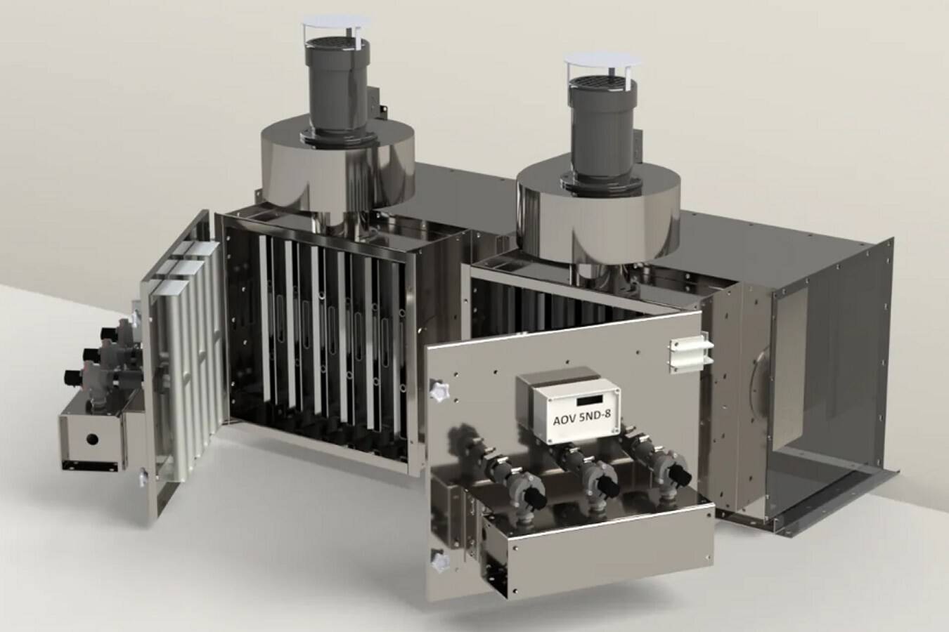 TBK spillage control develops DusTek Spot Filter Specifically designed for a conveyor transfer point, linking standardized extractor units, for maximum flexibility of filtration surface and exhaust flow